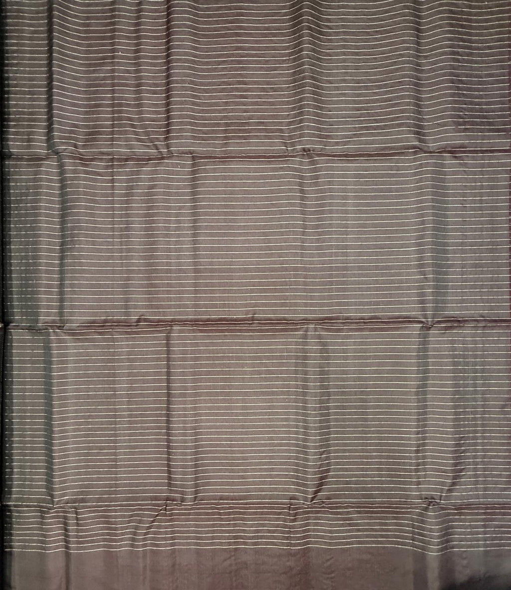 VSF1143 - dark brown color body , pallu,blouse - Pure silk saree