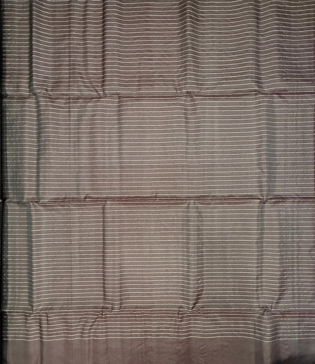 VSF1143 - dark brown color body , pallu,blouse - Pure silk saree