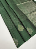 VSF1144 - bottle green color body , pallu,blouse - Pure silk saree
