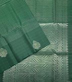 VSF1144 - bottle green color body , pallu,blouse - Pure silk saree