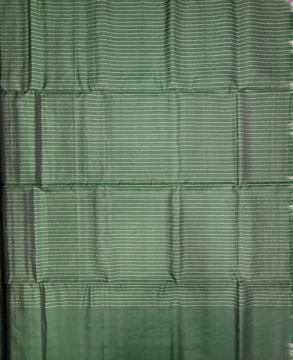 VSF1144 - bottle green color body , pallu,blouse - Pure silk saree