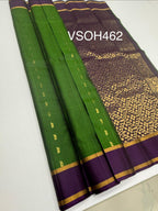 VSOH462 - green color body , violet color pallu , blouse - Pure silk saree