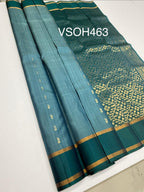 VSOH463 - light blue color body , peacock blue color pallu , blouse - Pure silk saree