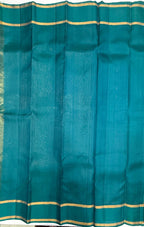 VSOH463 - light blue color body , peacock blue color pallu , blouse - Pure silk saree