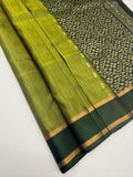 VSOH464 - light green color body , dark green color pallu , blouse - Pure silk saree