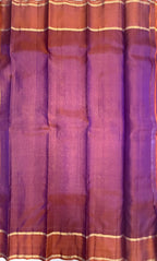 VSOH465 - lavender color body , orange with violet color pallu , blouse - Pure silk saree