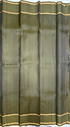 VSOH470 - dark grey color body , cowdung green color pallu , blouse - Pure silk saree