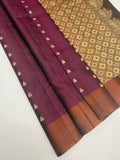 VSOH474 - dark purple color body , dark rust color pallu , blouse - Pure silk saree