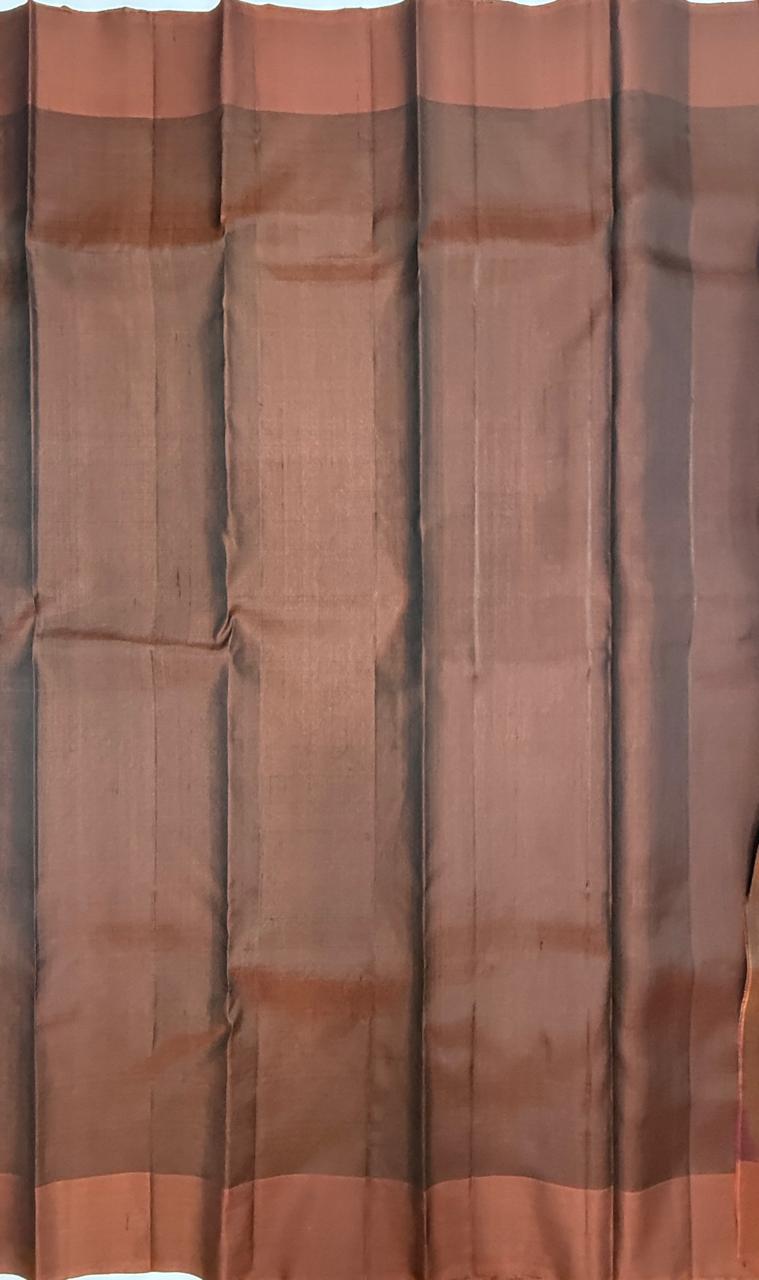 VSOH474 - dark purple color body , dark rust color pallu , blouse - Pure silk saree
