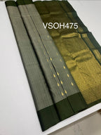 VSOH475 - pastel green color body , green color pallu , blouse - Pure silk saree