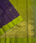 VSOH476 - dark violet color body , olive green color pallu , blouse - Pure silk saree