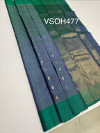 VSOH477 - dual green with violet color body , dual violet with green color pallu , blouse - Pure silk saree