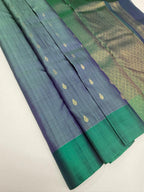 VSOH477 - dual green with violet color body , dual violet with green color pallu , blouse - Pure silk saree