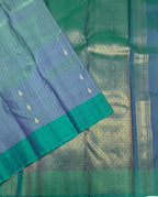 VSOH477 - dual green with violet color body , dual violet with green color pallu , blouse - Pure silk saree