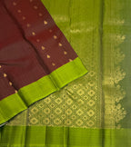 VSOH479 - maroon color body , olive green color pallu , blouse - Pure silk saree