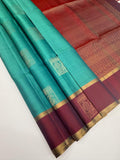 VSCB658 - light blue color body , red with blue color pallu , blouse - Pure silk saree
