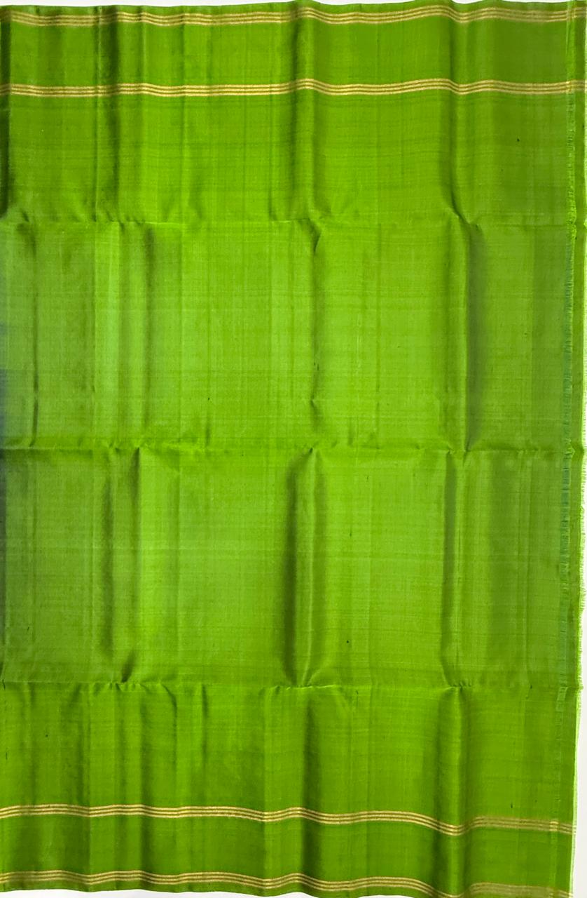 VSCB665 - ink blue color body , green color pallu , blouse - Pure silk saree