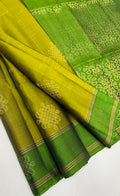 VSCB666 - mehandi green color body , green color pallu , blouse - Pure silk saree