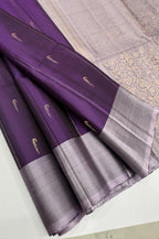 VSCB667 - violet color body , pastel lavender color pallu , blouse - Pure silk saree