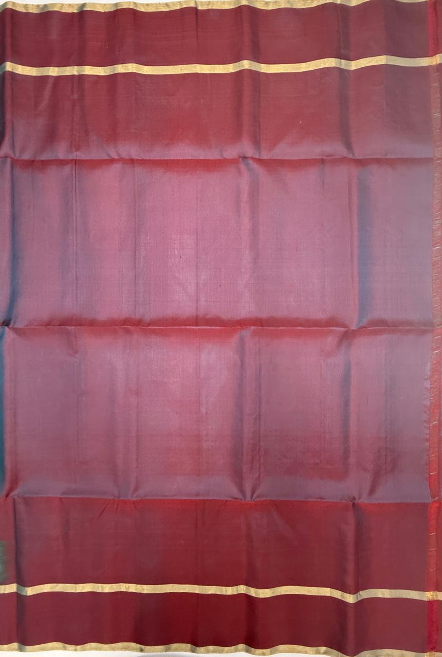 VSCB658 - light blue color body , red with blue color pallu , blouse - Pure silk saree