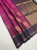 VSCB659 - dark purple color body , dark violet color pallu , blouse - Pure silk saree