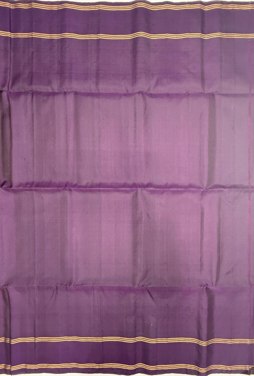 VSCB659 - dark purple color body , dark violet color pallu , blouse - Pure silk saree
