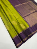 VSCB660 - green color body , violet color pallu , blouse - Pure silk saree
