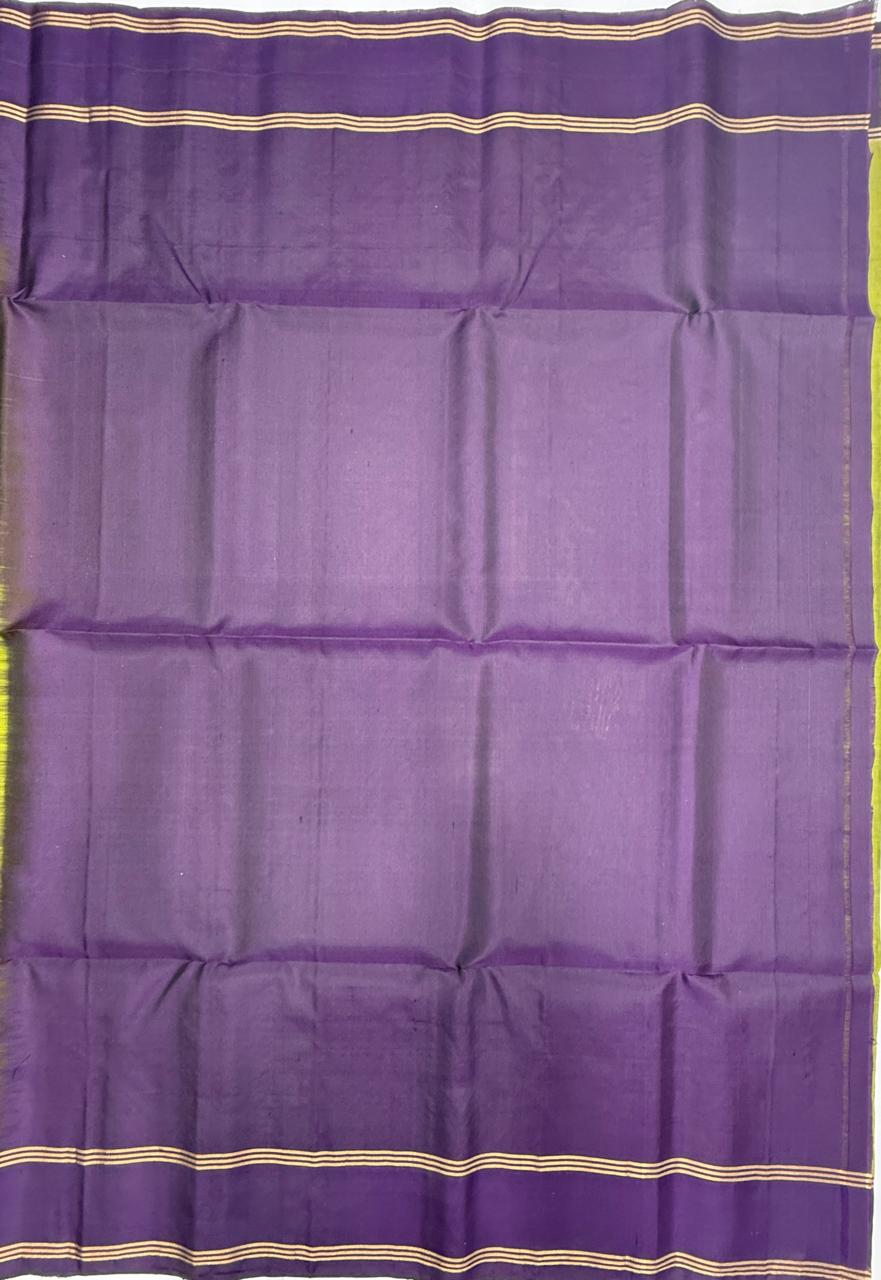 VSCB660 - green color body , violet color pallu , blouse - Pure silk saree