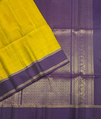 VSCB661 - mehandi color body , violet color pallu , blouse - Pure silk saree