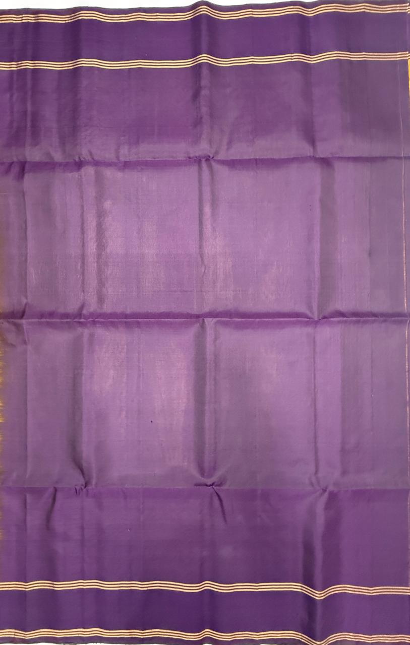 VSCB661 - mehandi color body , violet color pallu , blouse - Pure silk saree
