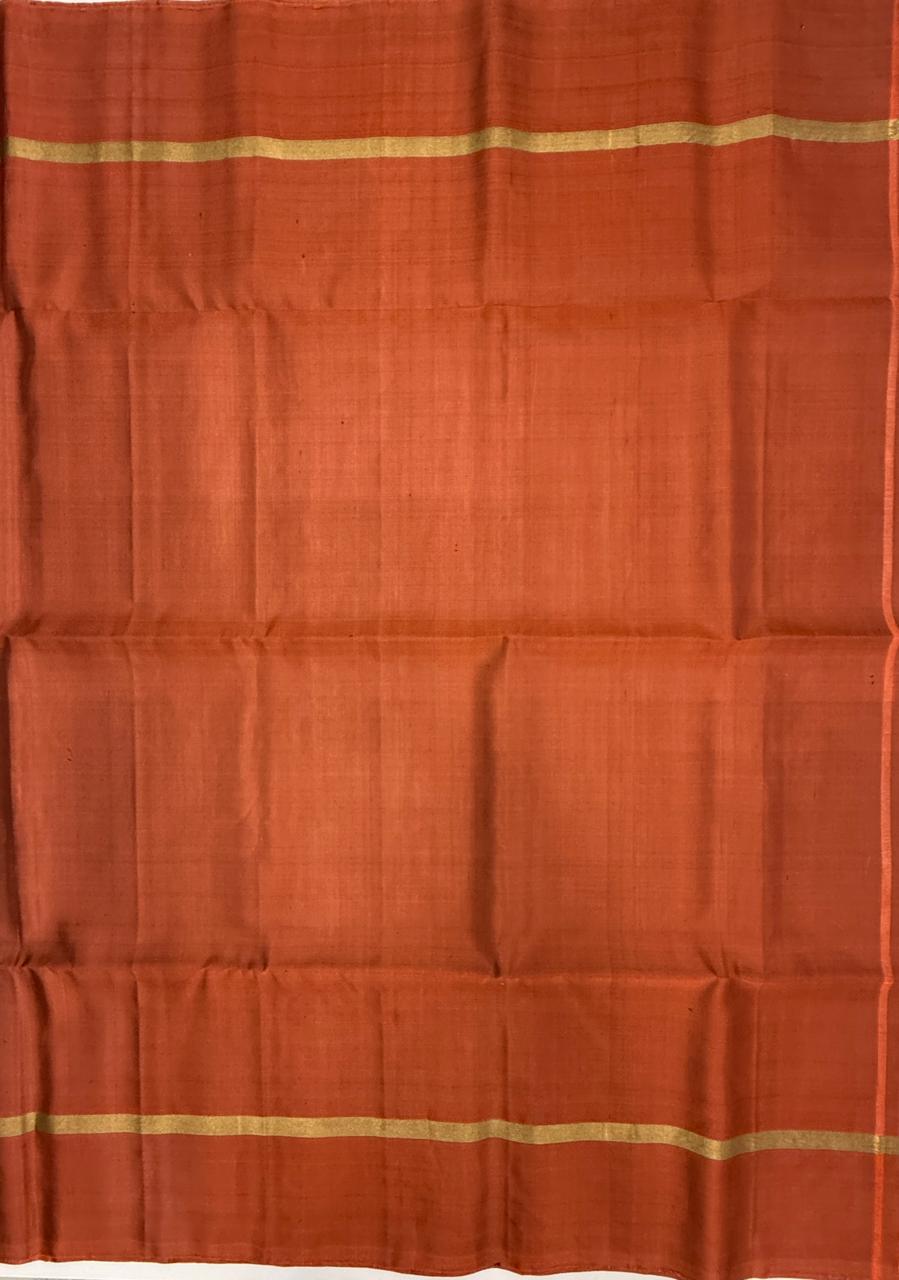 VSCB663 - dual grey color body , peach with black color pallu , blouse - Pure silk saree