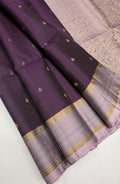 VSCB664 - violet color body , pastel lavender color pallu , blouse - Pure silk saree