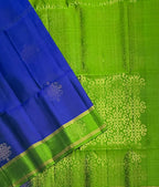 VSCB665 - ink blue color body , green color pallu , blouse - Pure silk saree