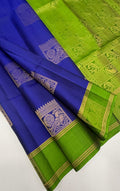 VSCB668 - ink blue color body , green color pallu , blouse - Pure silk saree