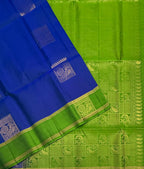 VSCB668 - ink blue color body , green color pallu , blouse - Pure silk saree