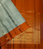 VSCB671 - dark grey color body , rust orange color pallu , blouse - Pure silk saree