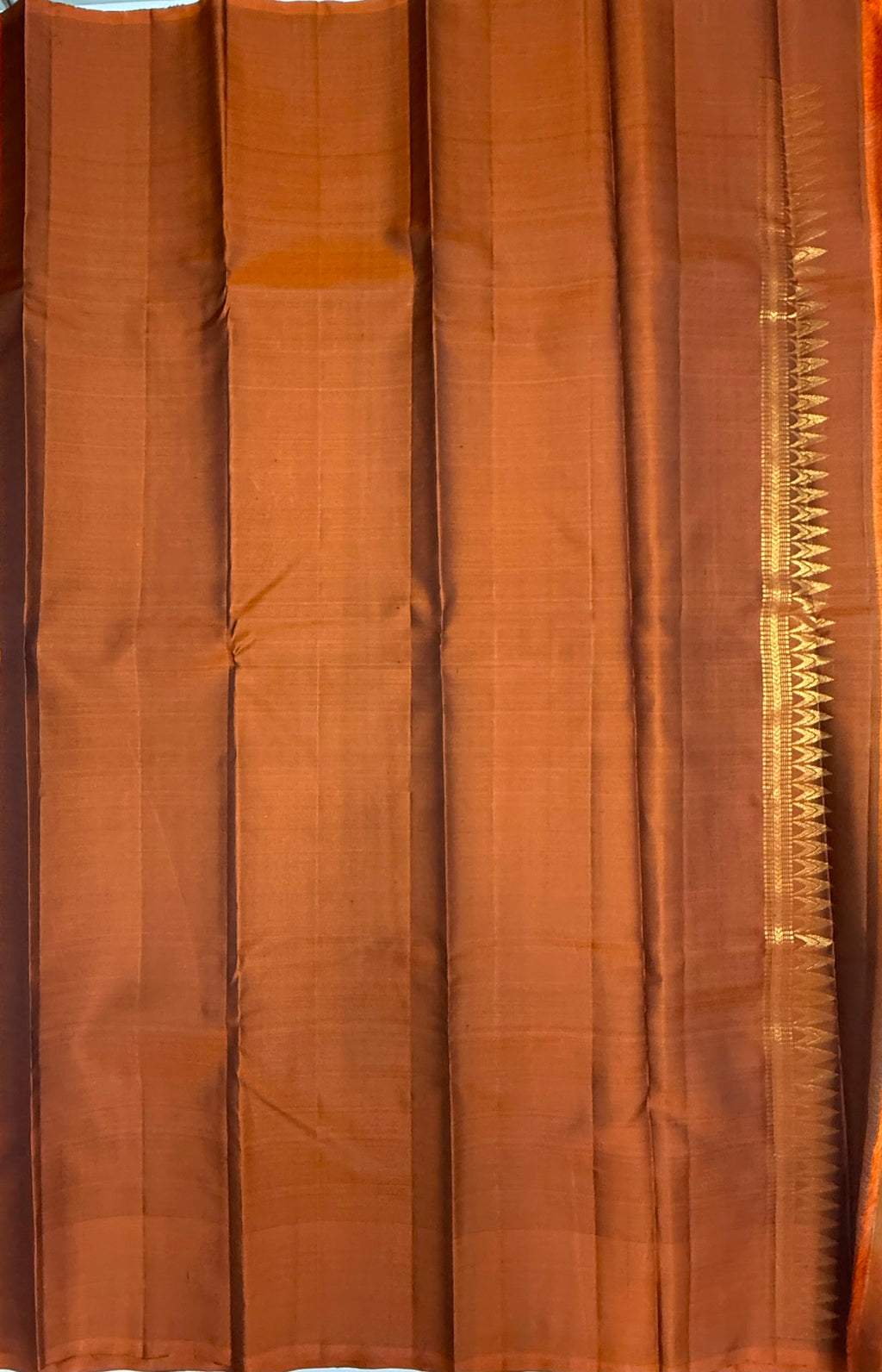 VSCB671 - dark grey color body , rust orange color pallu , blouse - Pure silk saree