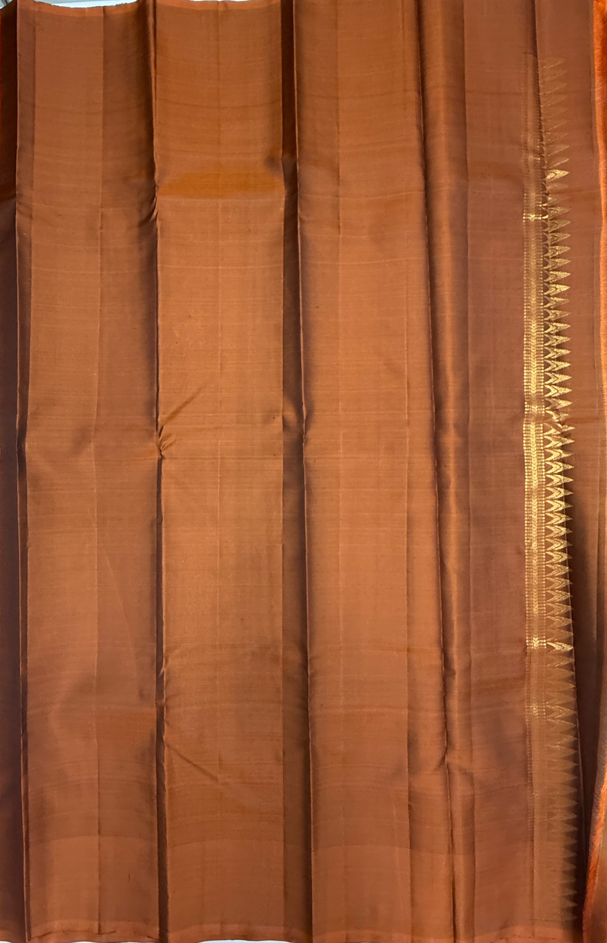 VSCB671 - dark grey color body , rust orange color pallu , blouse - Pure silk saree