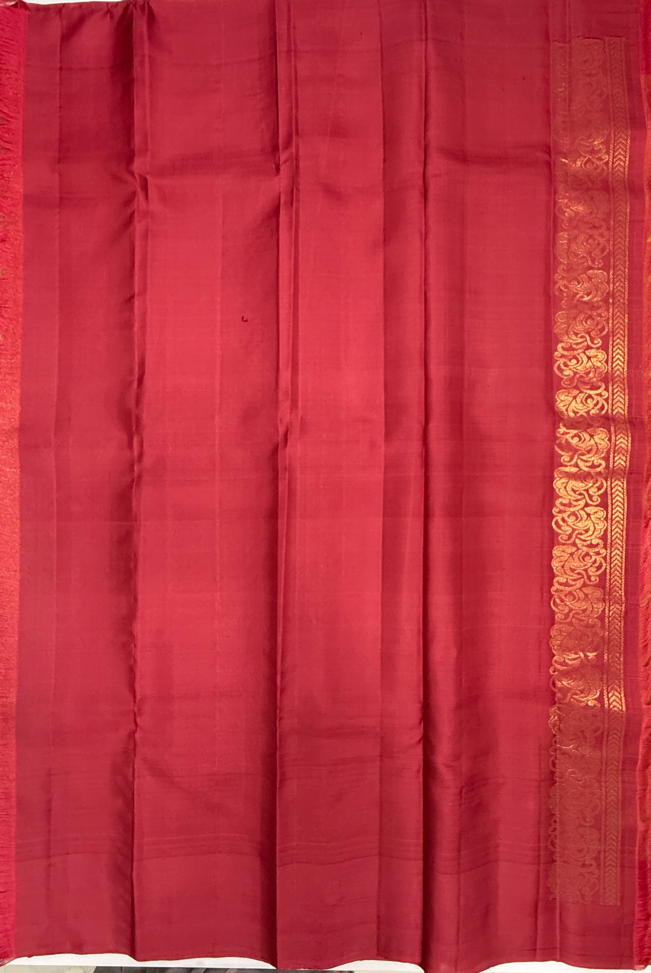 VSCB672 - red with yellow color body , dark pink color pallu , blouse - Pure silk saree