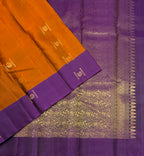 VSCB675 - brown color body , dark violet color pallu , blouse - Pure silk saree