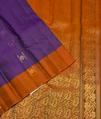 VSCB676 - dark violet color body , rust orange color pallu , blouse - Pure silk saree