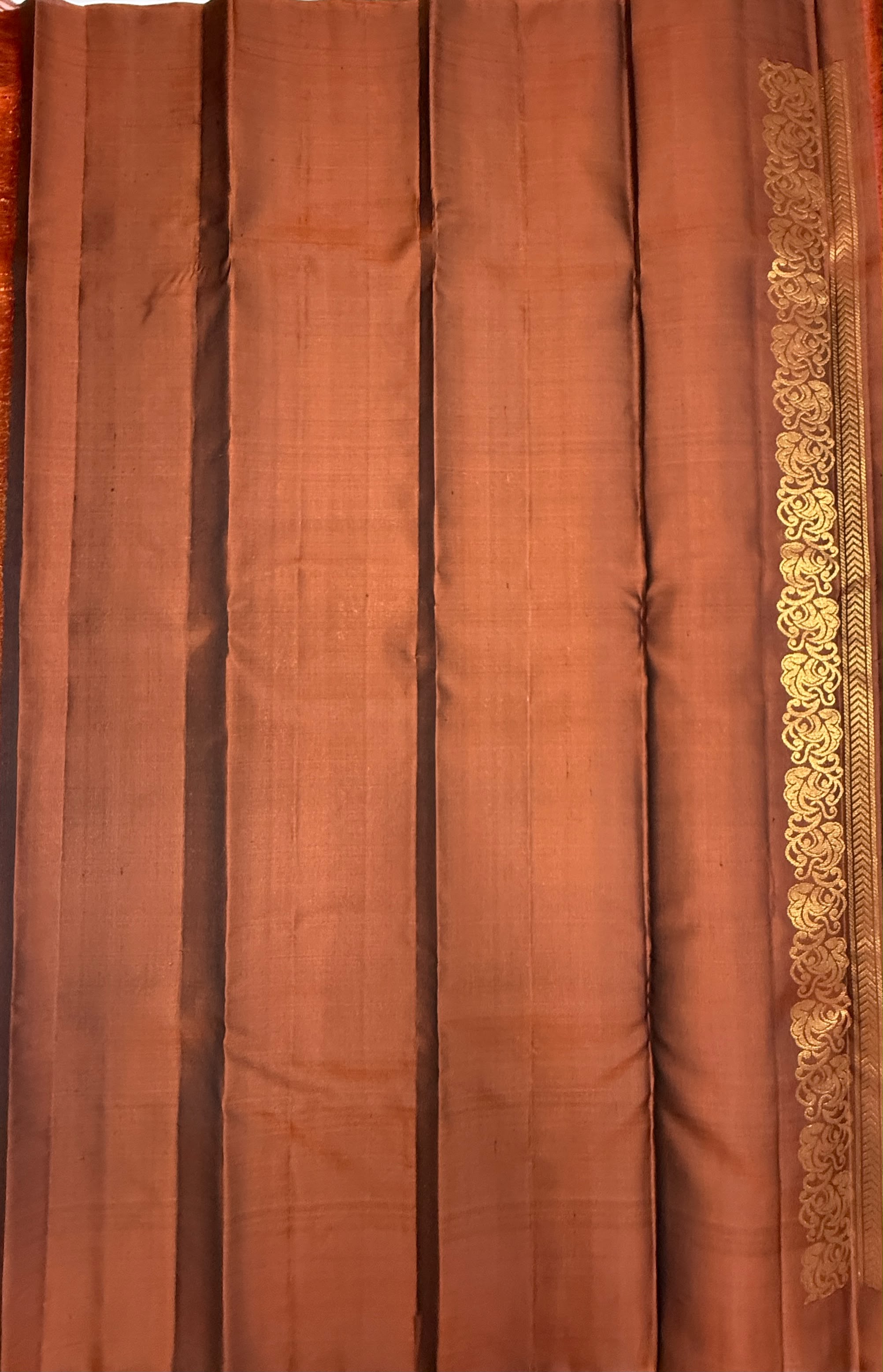 VSCB676 - dark violet color body , rust orange color pallu , blouse - Pure silk saree