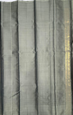 VSCB677 - dark brown color body , grey color pallu , blouse - Pure silk saree