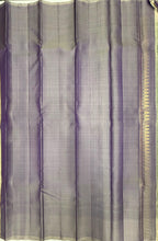 VSCB679 - dual peacock green color body , cream with violet color pallu , blouse - Pure silk saree