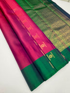 VSCB681 - purple color body , peacock green color pallu , blouse - Pure silk saree