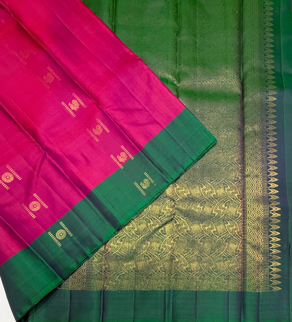VSCB681 - purple color body , peacock green color pallu , blouse - Pure silk saree