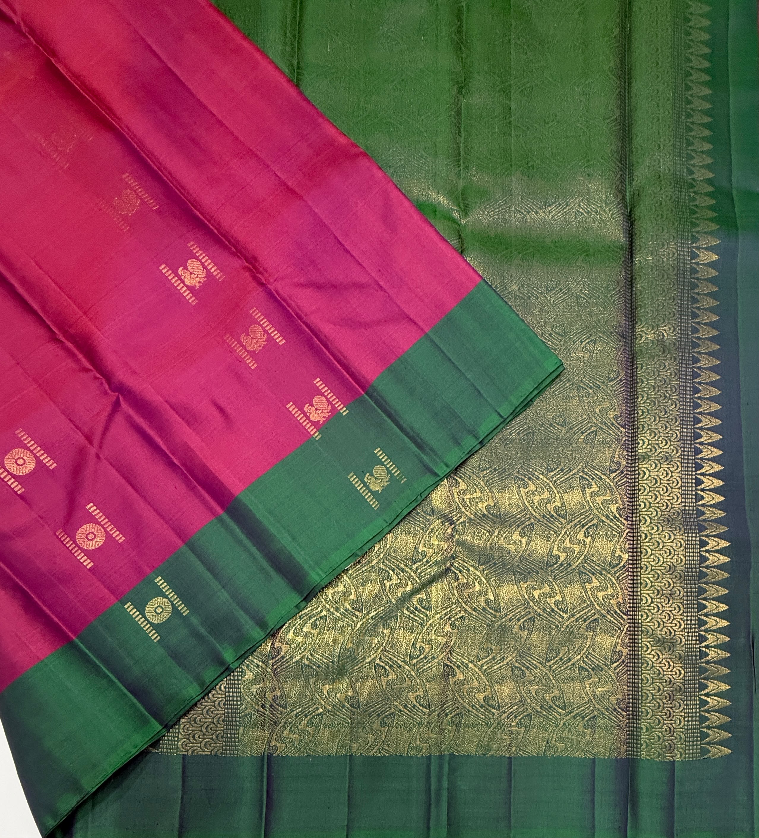 VSCB681 - purple color body , peacock green color pallu , blouse - Pure silk saree
