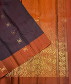 VSCB682 - coffee brown color body , rust orange color pallu , blouse - Pure silk saree