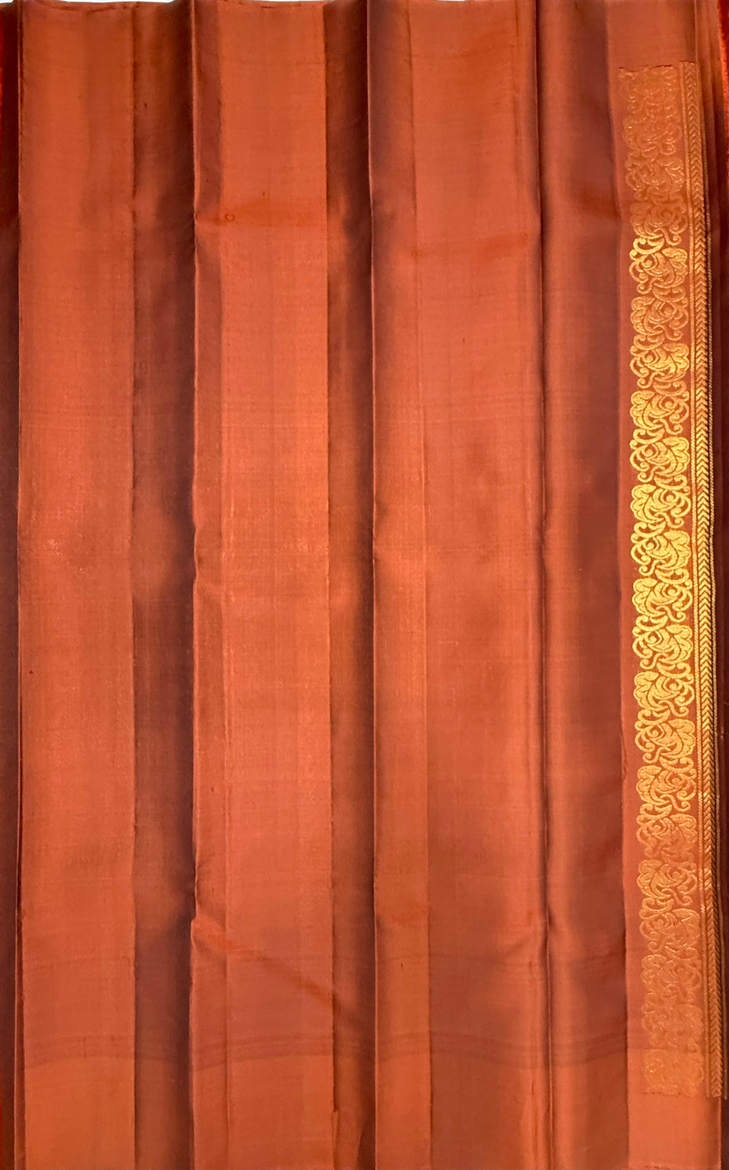 VSCB682 - coffee brown color body , rust orange color pallu , blouse - Pure silk saree