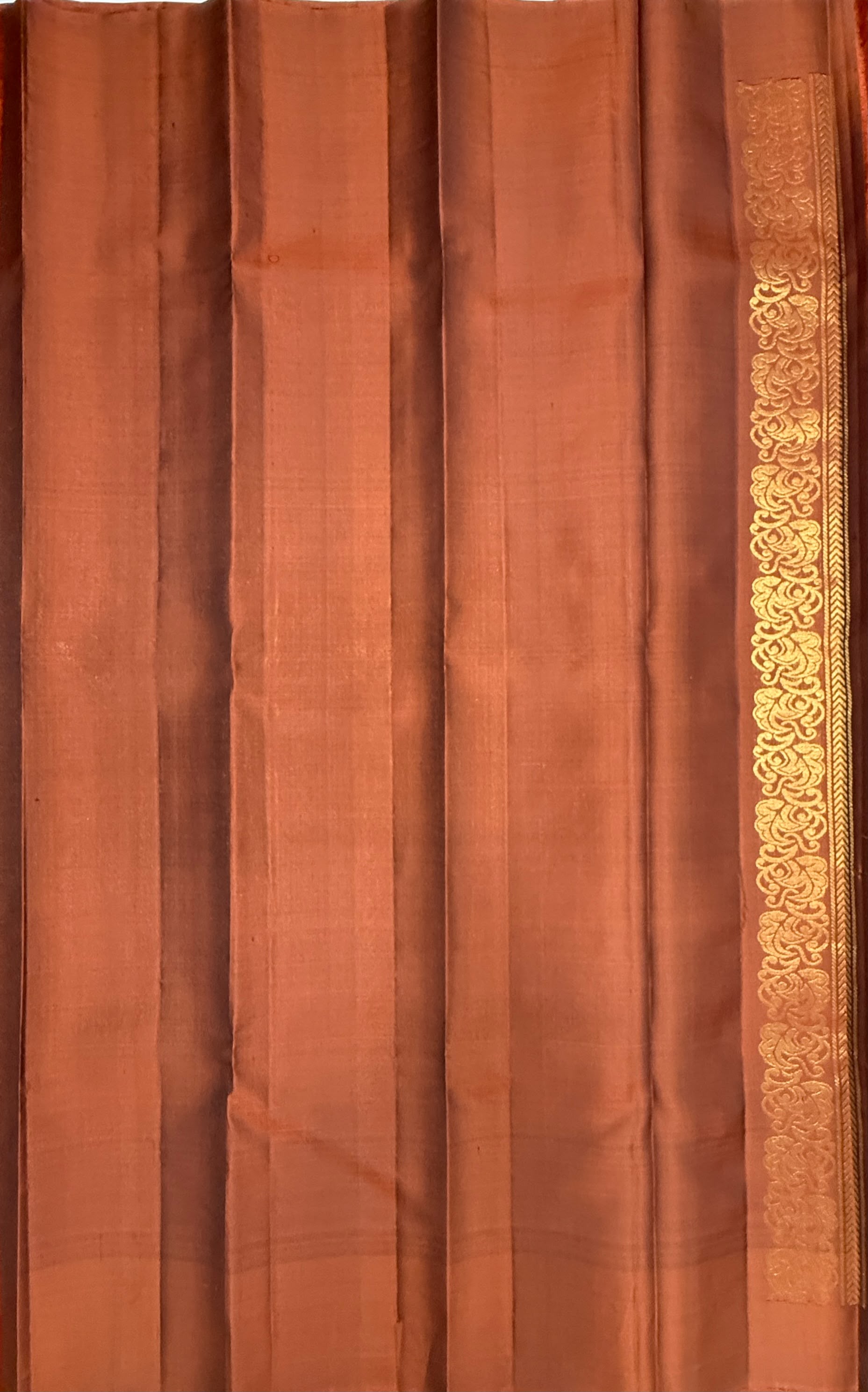 VSCB682 - coffee brown color body , rust orange color pallu , blouse - Pure silk saree